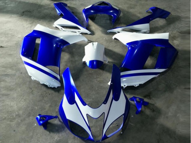 07-08 Blue White Kawasaki ZX6R Motorcycle Fairings